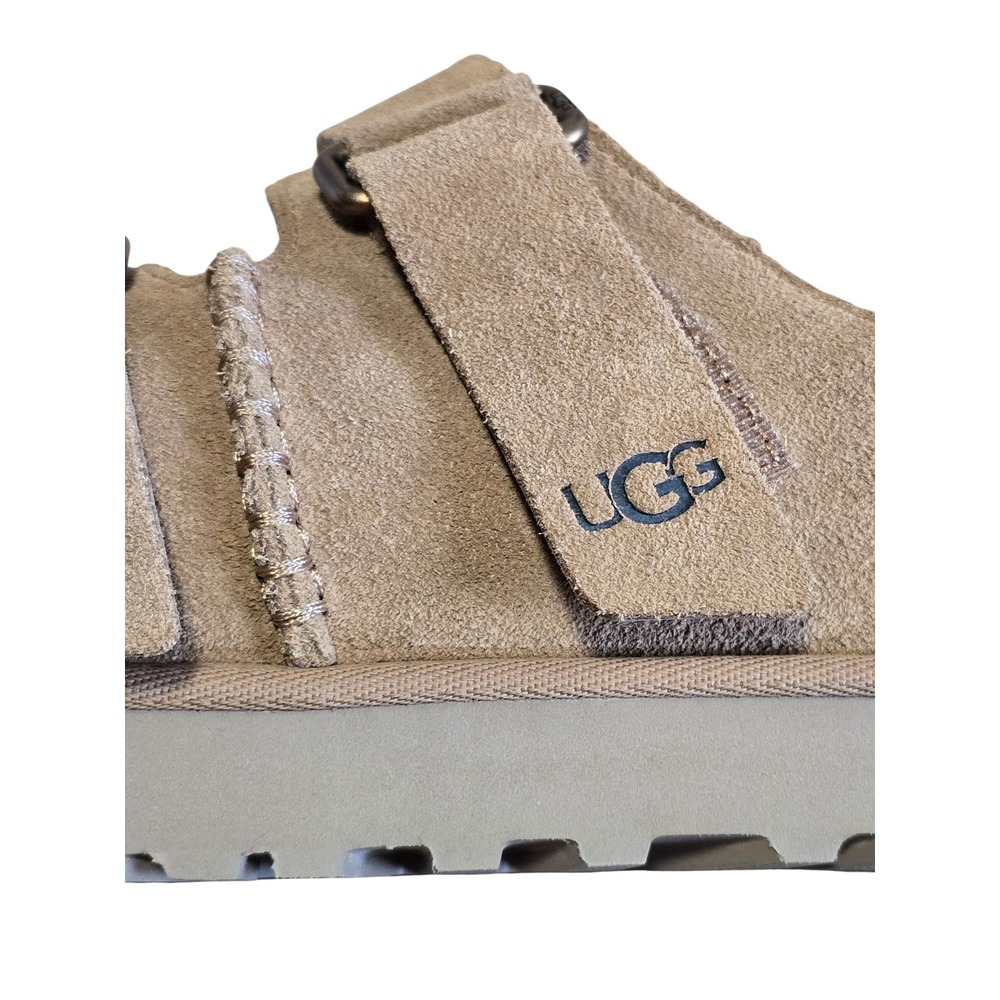 🆕️ NWT - UGG Goldenstar Chestnut Suede Platform Sandals slides Womens 8 - Picture 15 of 16